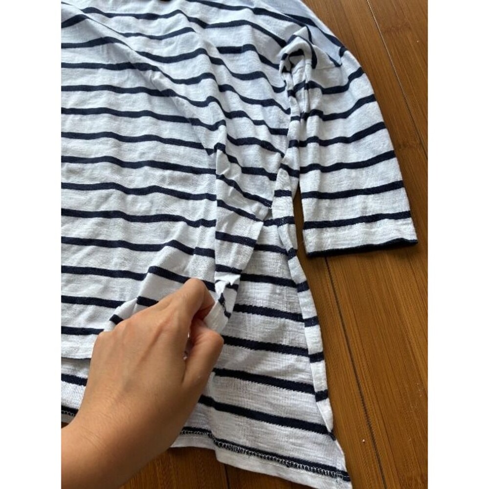 Mersea Oversized Boxy Striped Blue White Tee - Women's One Size Small Medium - Picture 3 of 5